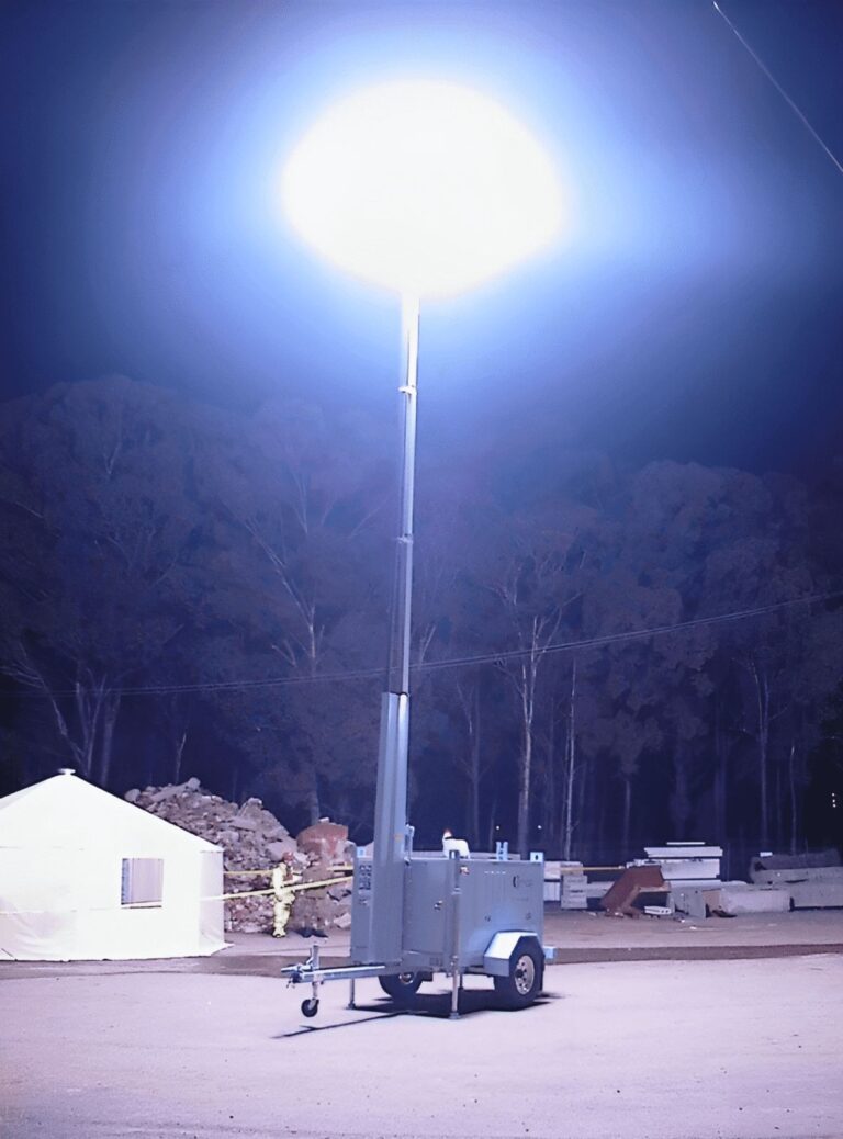 12,000W HMI Lunar Light Tower offering the highest lumens output for massive area coverage, ideal for construction, roadworks, and large event lighting.